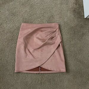 Rose nude suede skirt